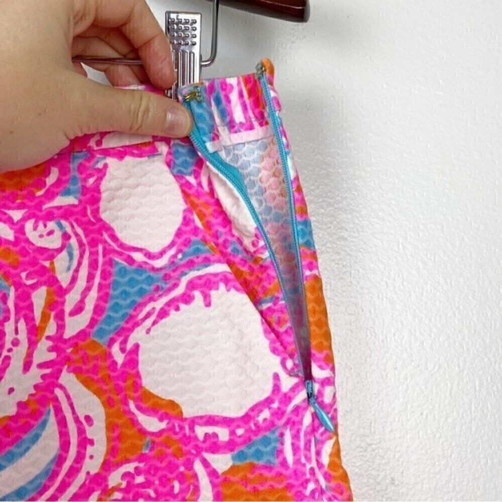 Lilly Pulitzer Adie Shorely Blue Feeling Tanked Cotton Pique Shorts Size 4 - Picture 4 of 9